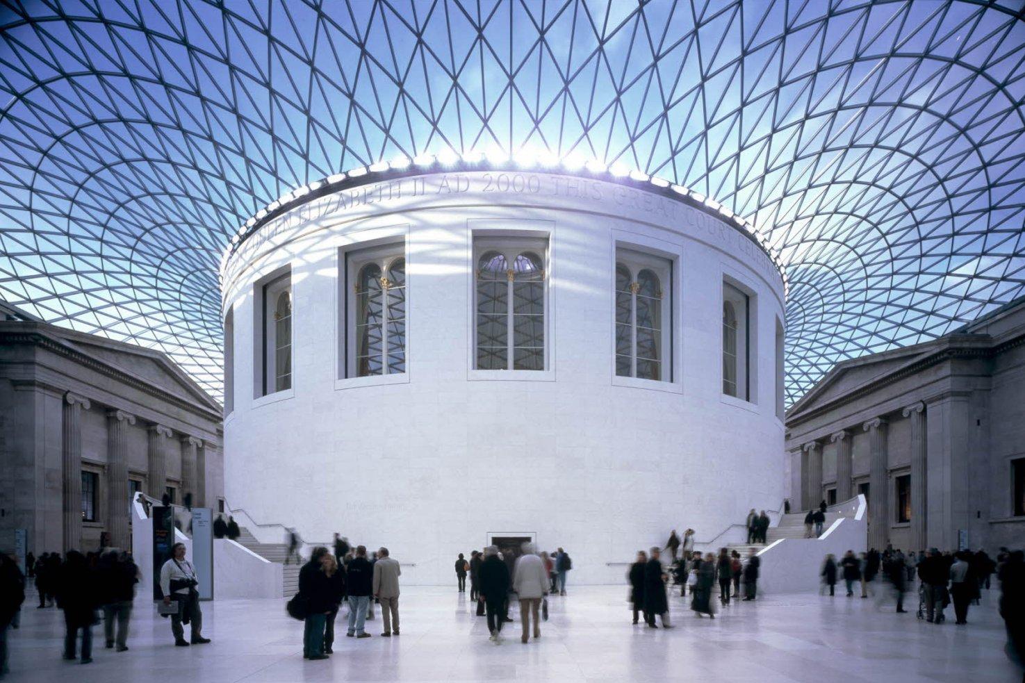 The great court at the British museum with circular glass ceiling
