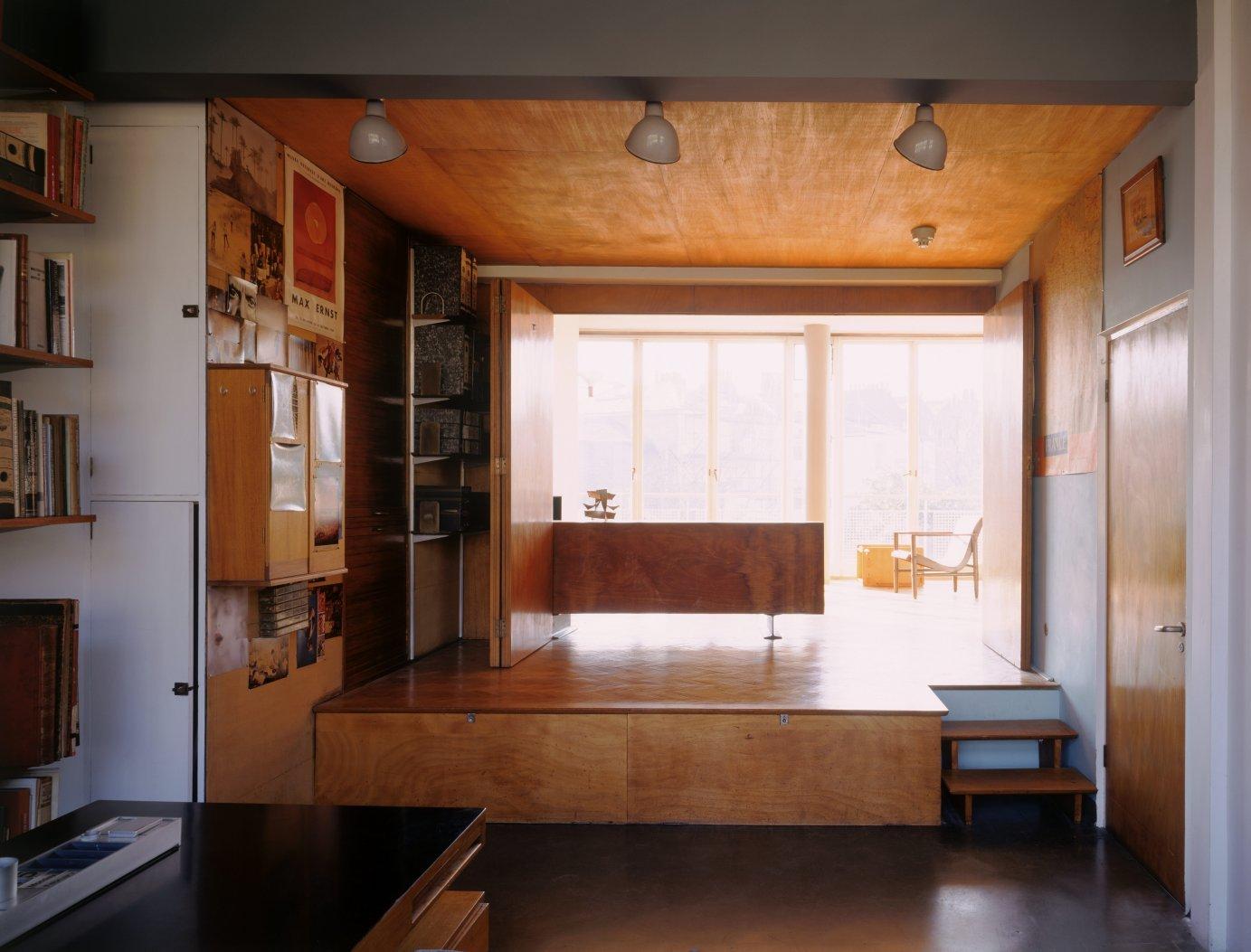 View from the studio to the living room at 2 Willow Road; Erno Goldfinger's house designed and built by him in 1939.