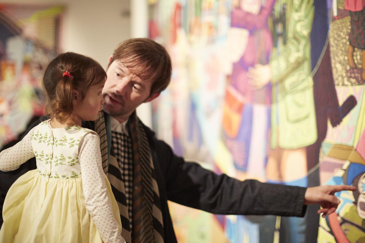 Visitors to the 'Grayson Perry: Julie Cope’s Grand Tour' exhibition at New Brewery Arts, 2017
