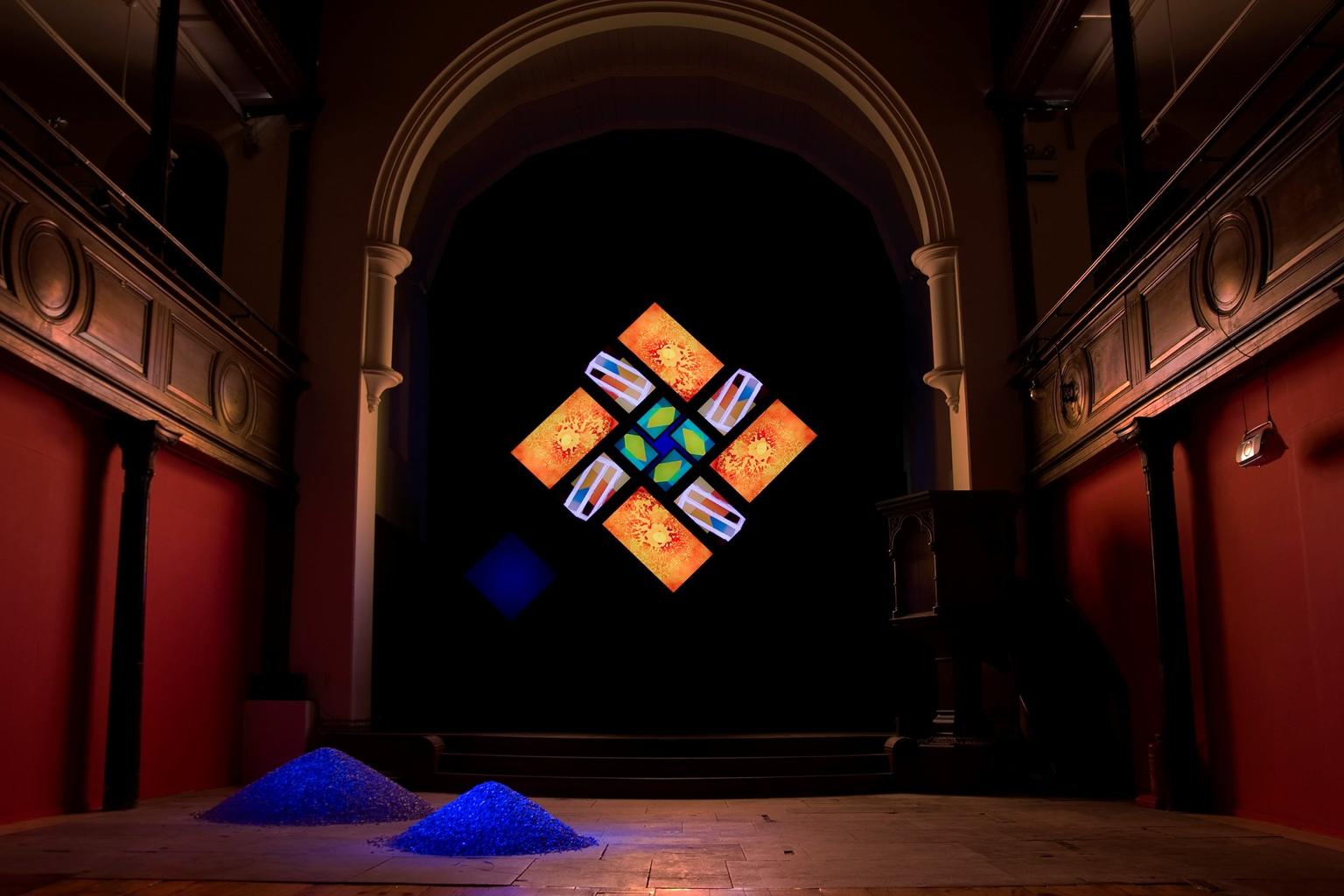 Installation view of '77 Million Paintings' by Brian Eno, Fabrica, 2010