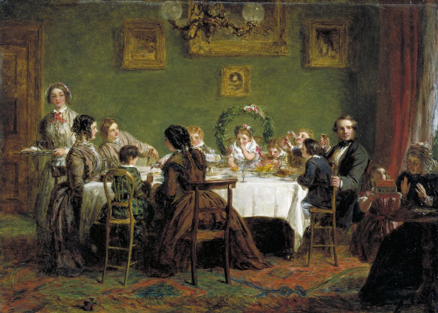 The little girl whose birthday is being celebrated is his daughter Alice, whose name appears on the birthday cake in the sketch. Although he trained and spent his working life in London, Frith was a Yorkshire artist; he was born near Ripon in 1819 and in 1826 his father became landlord of the Dragon Inn, Harrogate.