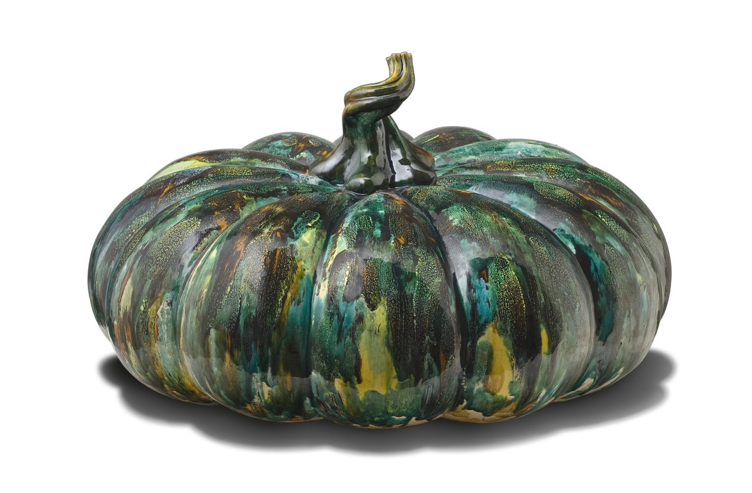 This piece embodies the wonderful sense of energy and growth which the artist manages to capture in her ceramics. It is an individual studio piece and one of only two made by Kate Malone of this form and scale. Kate Malone is an established maker, who thinks beyond pure function in her ceramics. Nottingham's contemporary collecting has been based largely on smaller and more functional forms and this work brings colour, scale and a vibrancy to the collection.