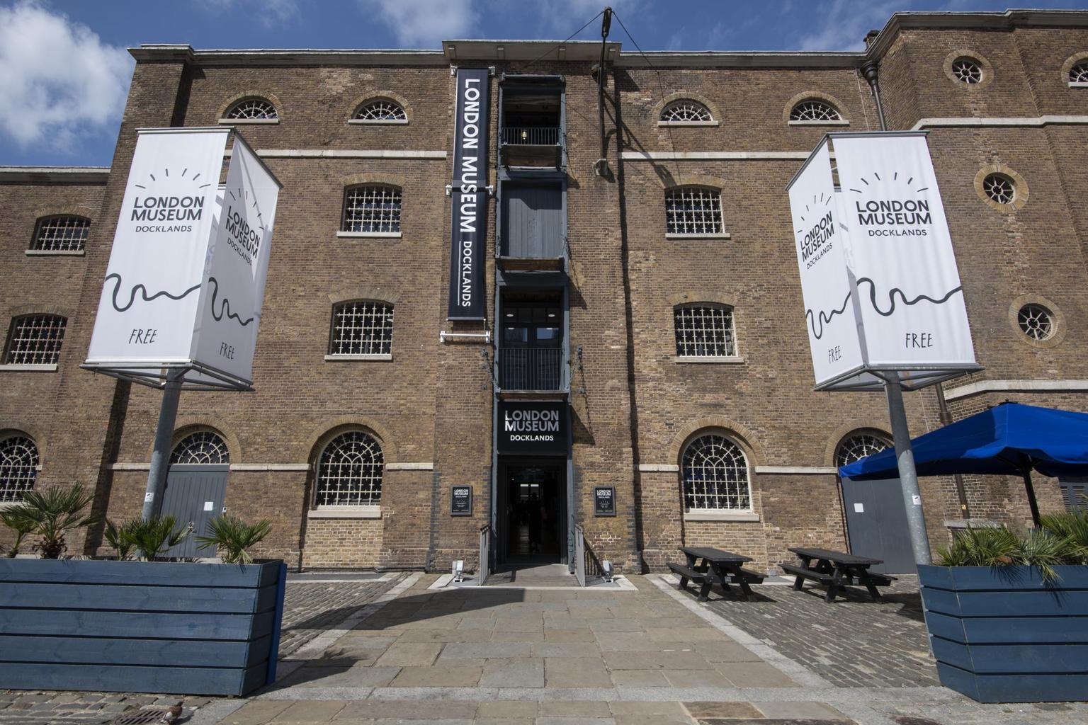 New signage outside the newly rebranded museum of london Docklands West India Quay July 22nd 2024