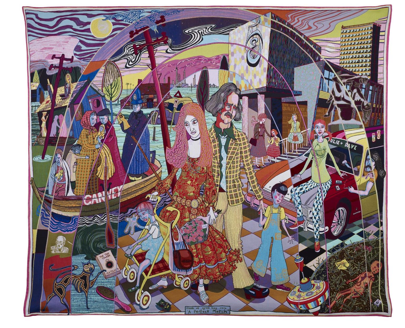 Grayson Perry, The Essex House Tapestries, 2015, Crafts Council, Art Funded 2016. Crafts Council Collection: 2016.19. Purchase supported by Art Fund (with a contribution from The Wolfson Foundation) and a donation from Maylis and James Grand.