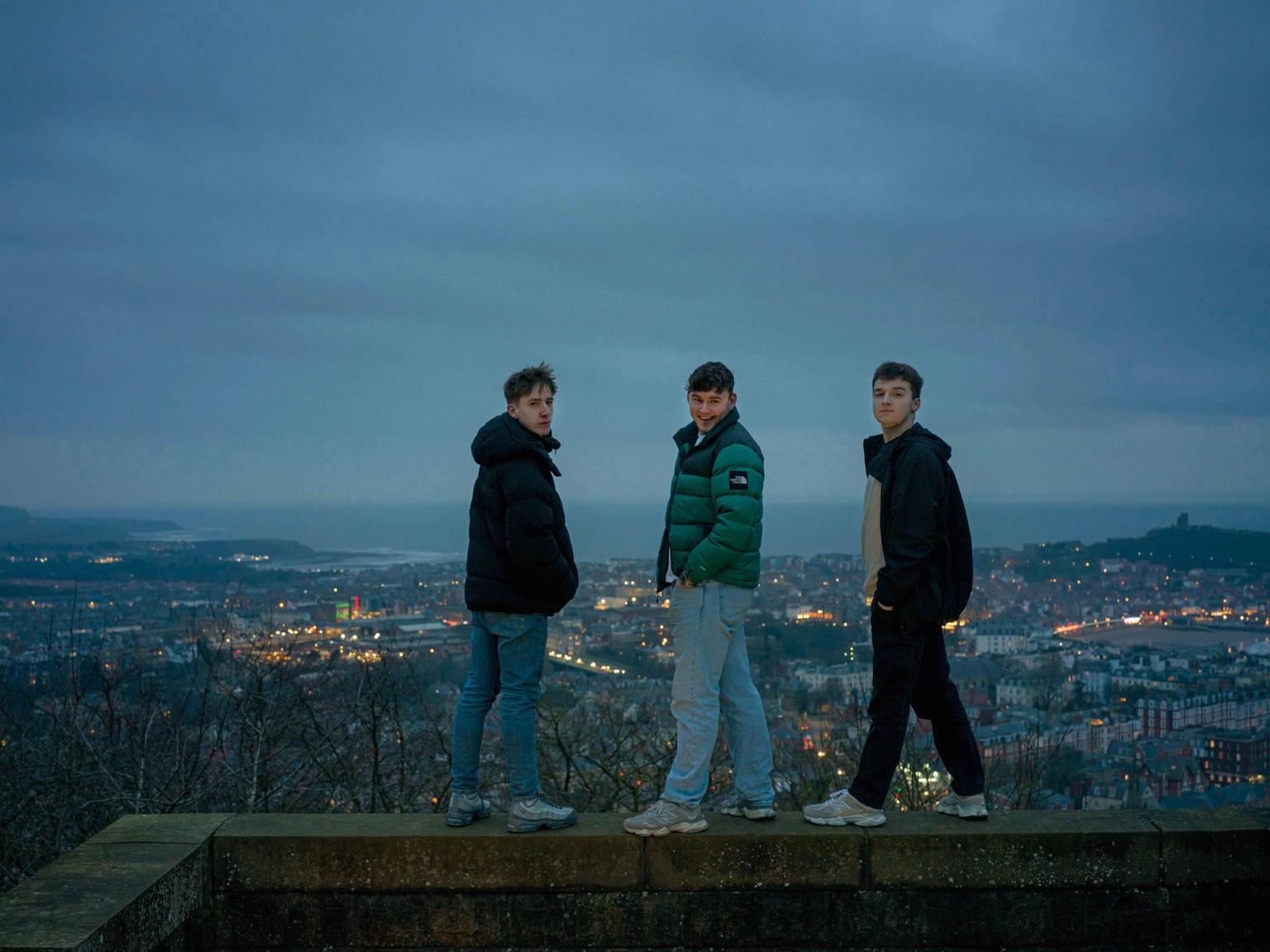 Charlie, 17, from Eastfield, Keane, 19, from Easfield and Jack, 17 from Scarborough on Oliver's Mount, Scarborough