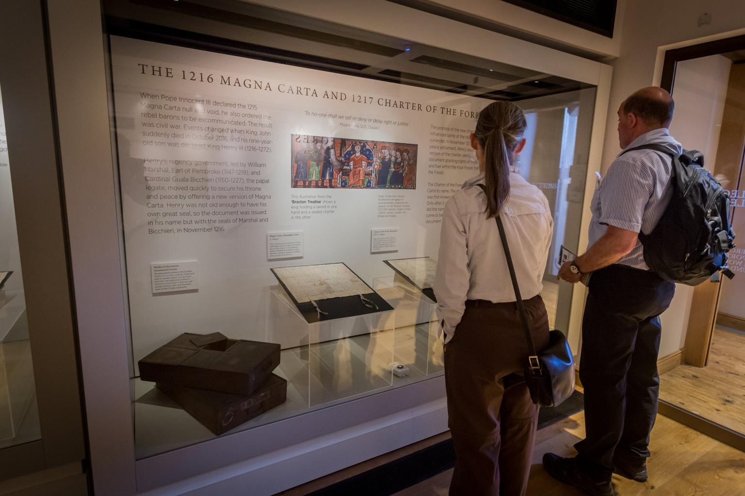 Visitors take a look at the new Magna Carter & the Forest Charters exhibition at Durham Cathedral Picture: DAVID WOOD