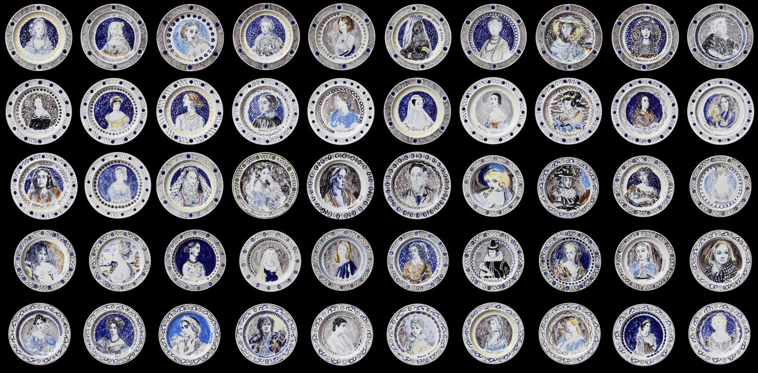 A set of 50 dinner plates produced by Vanessa Bell, daughter of the eminent critic Leslie Stephen and sister of Virginia Woolf, and fellow Bloomsbury Group member Duncan Grant, who exhibited in Roger Fry's second Post-Impressionist exhibition in 1912. The service was commissioned by Kenneth Clark, late director of the National Gallery and presenter of the 1969 television series Civilisation. Depicting famous women from history and contemporary life, the set includes portraits of queens, writers, performers, and other known figures including two plates featuring the artists themselves. ANNUAL REPORT 2019