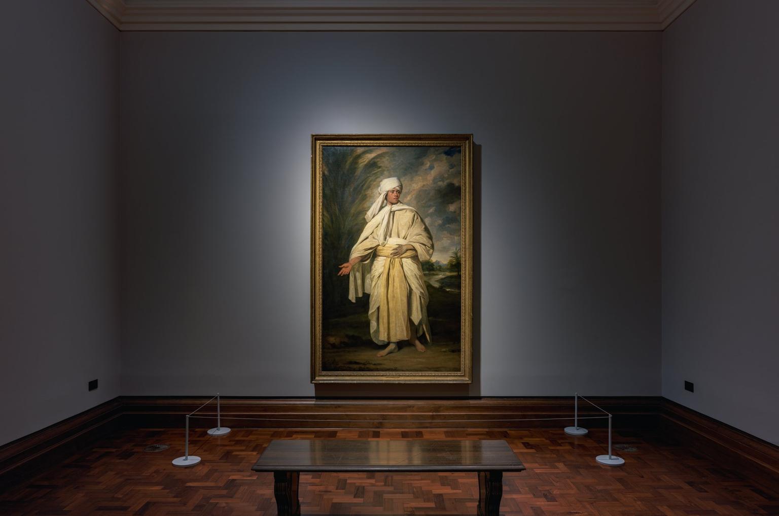 Installation view of Omai (Mai), d. 1779, By Sir Joshua Reynolds, c. 1776, Oil on canvas, 236 x 145.5cm