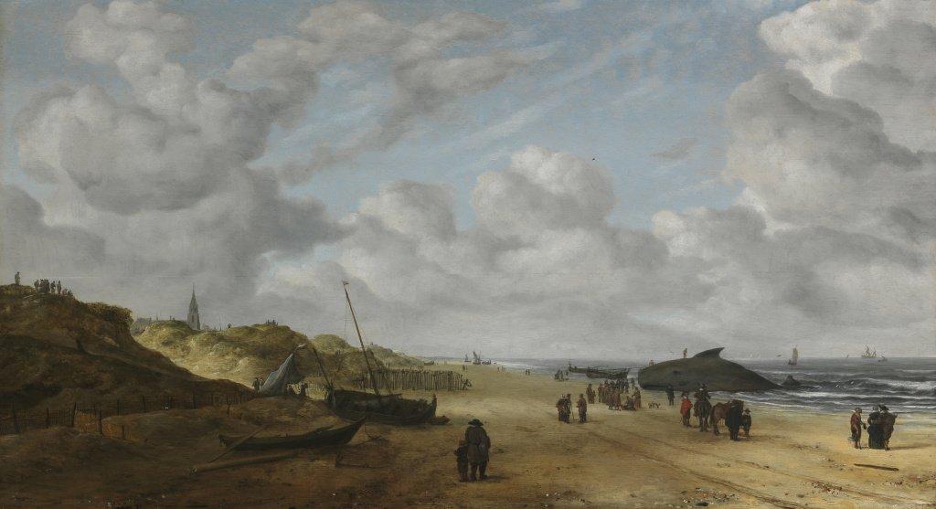 View of Scheveningen Sands. Anthonissen, Hendrick van (Dutch, 1605/6-p.1656). Oil on panel, height 56.8 cm, width 102.8 cm, circa 1641. AFTER CONSERVATION.