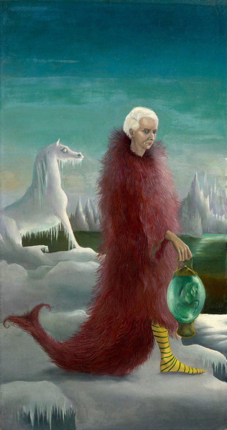 Leonora Carrington was born in Lancashire and trained as an artist in London in the 1930s. In 1937 she met the German Surrealist artist Max Ernst and the pair became lovers. The couple moved first to Paris and then to a farmhouse called Les Alliberts in a village north of Avignon. 
This portrait of Max Ernst was painted by Carrington at Les Alliberts around 1939 and the influence of Surrealism can clearly be seen. ANNUAL REPORT 2019