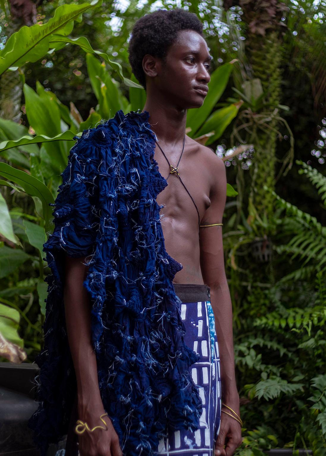 Lagos Space Programme, ensemble from Aso Lànkí, Kí Ató Ki Ènìyàn (We Greet Dress Before We Greet its Wearer) collection, 2021, Courtesy Lagos Space Programme.