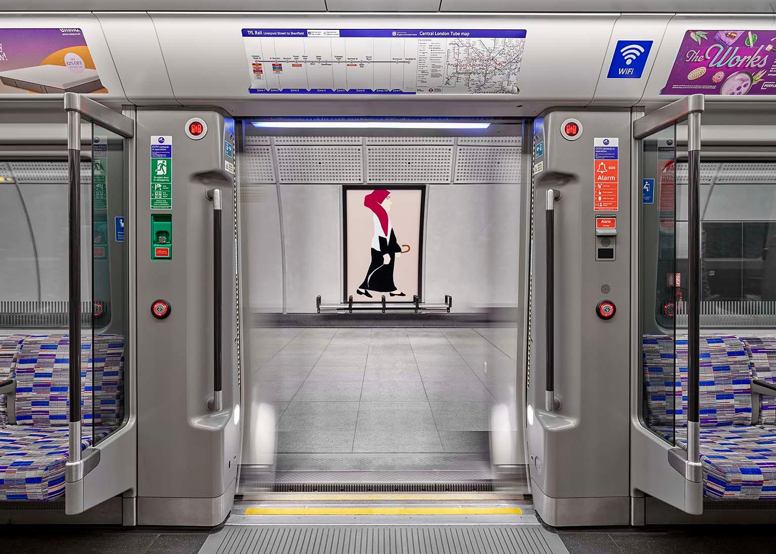 Chantal Joffe, A Sunday Afternoon in Whitechapel, 2018, Whitechapel station (Elizabeth line). Commissioned as part of the Crossrail Art Programme. Courtesy the artist and Victoria Miro Gallery, London.