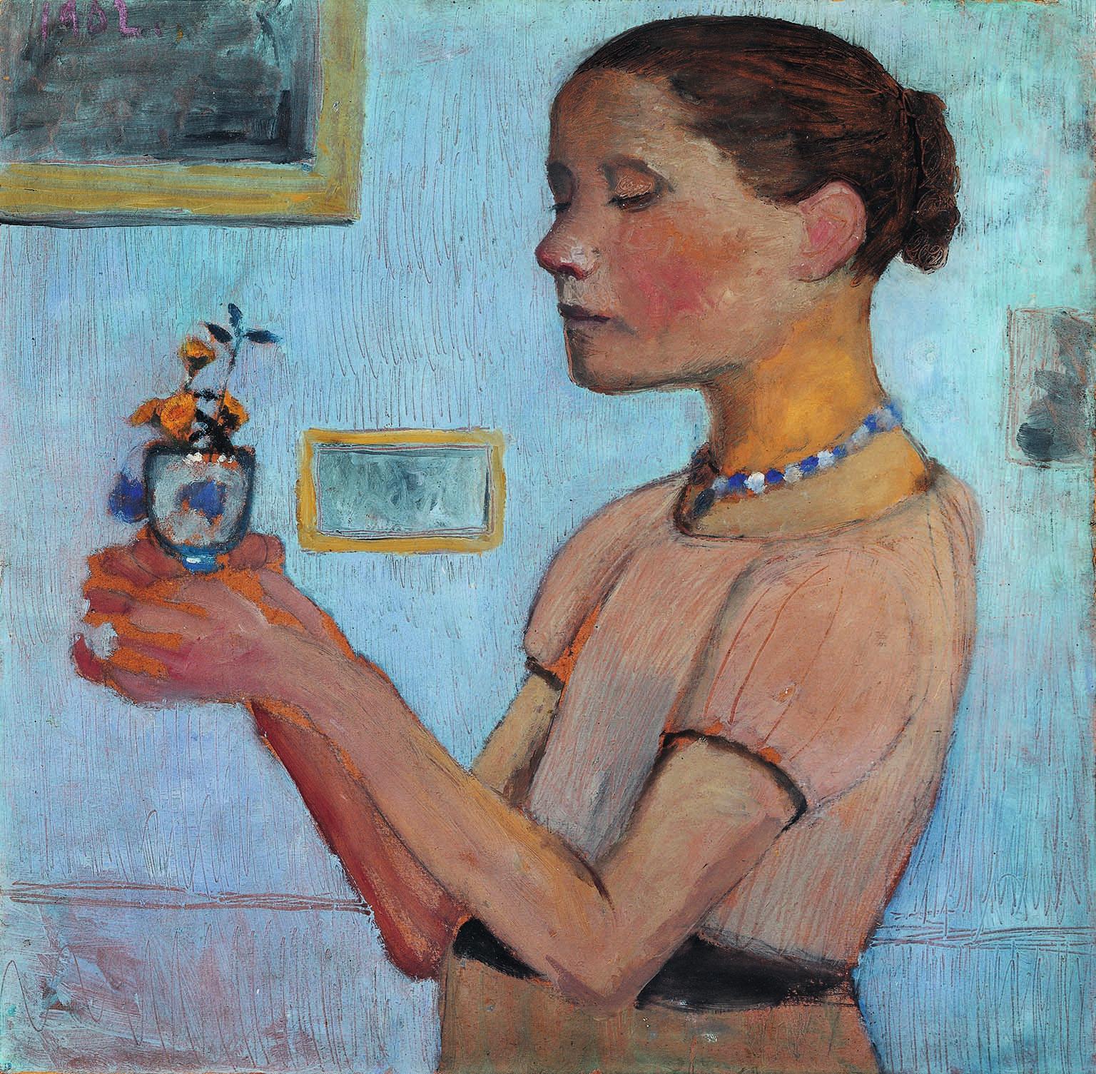 Paula Modersohn-Becker, Young Girl with Yellow Flowers in a Glass, 1902