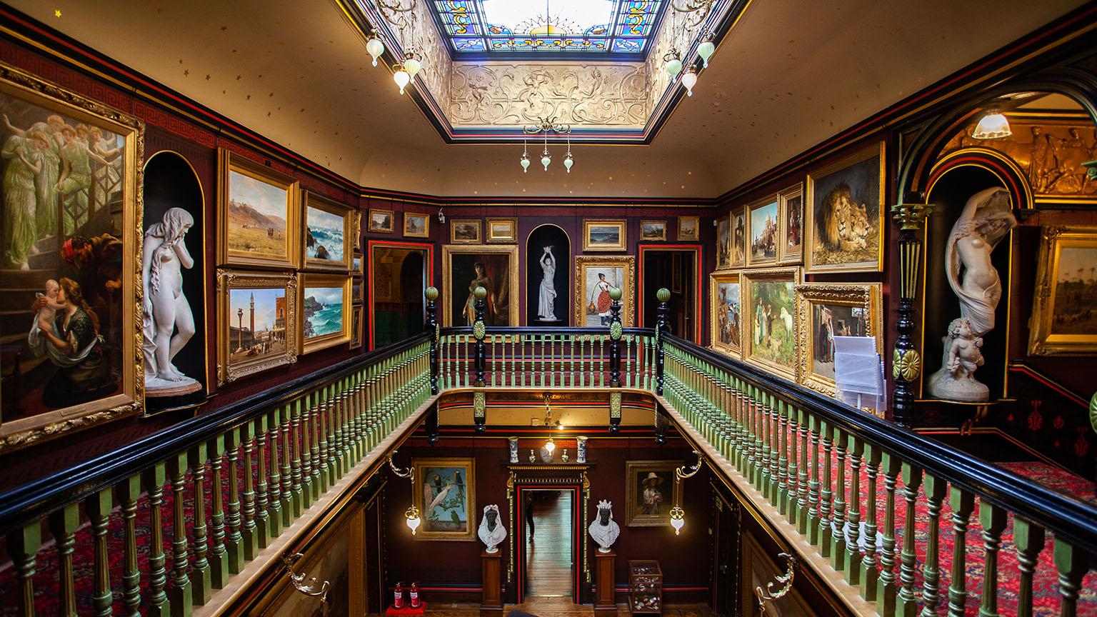 The upper level of the Main Hall at Russell-Cotes Art Gallery & Museum, Bournemouth