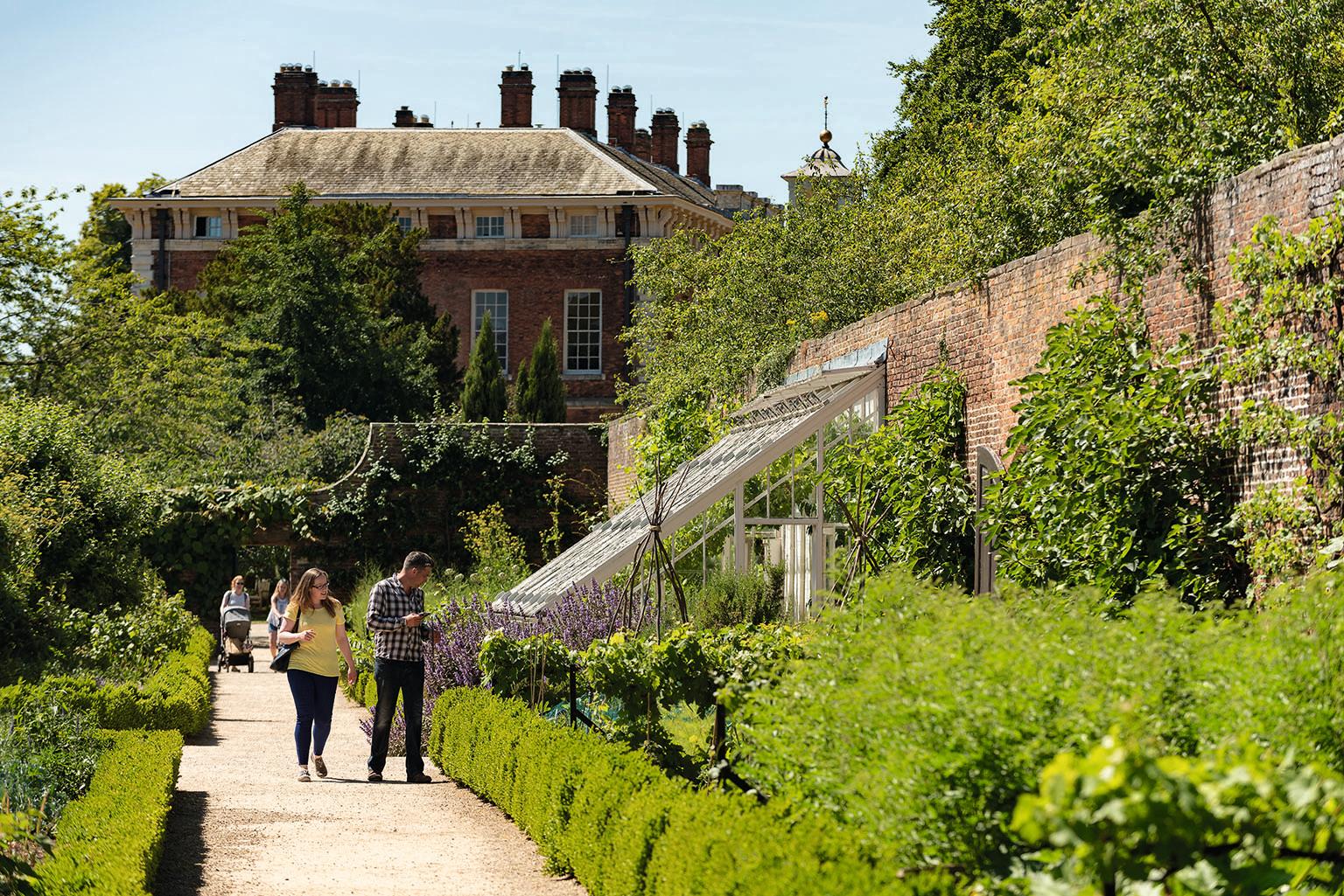 Visitors in the Walled Garden at Beningbrough Hall