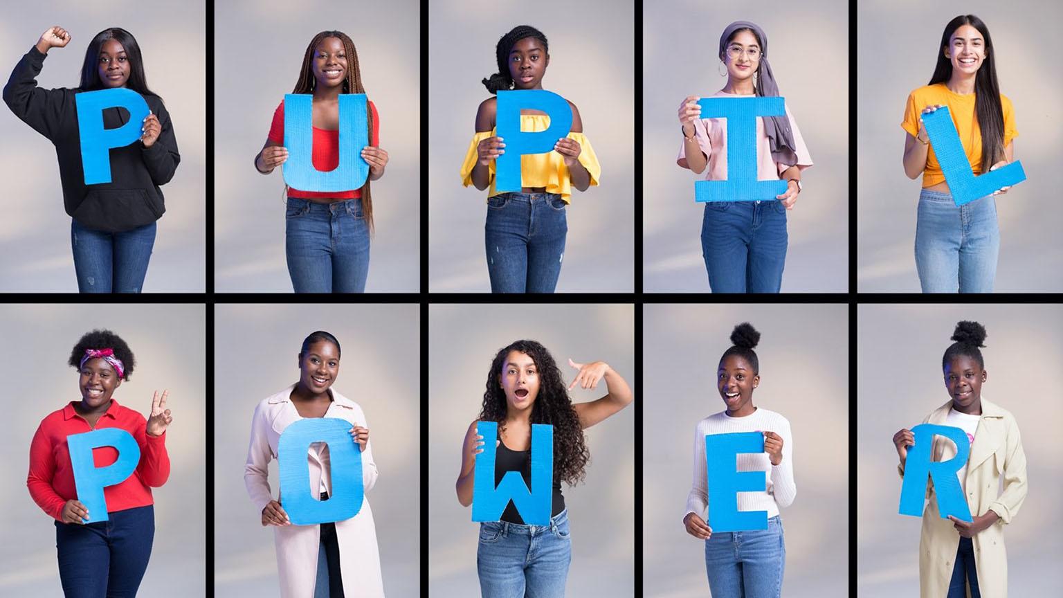 Aliyah Irabor-York (bottom row, centre) shown with other Pupil Power members