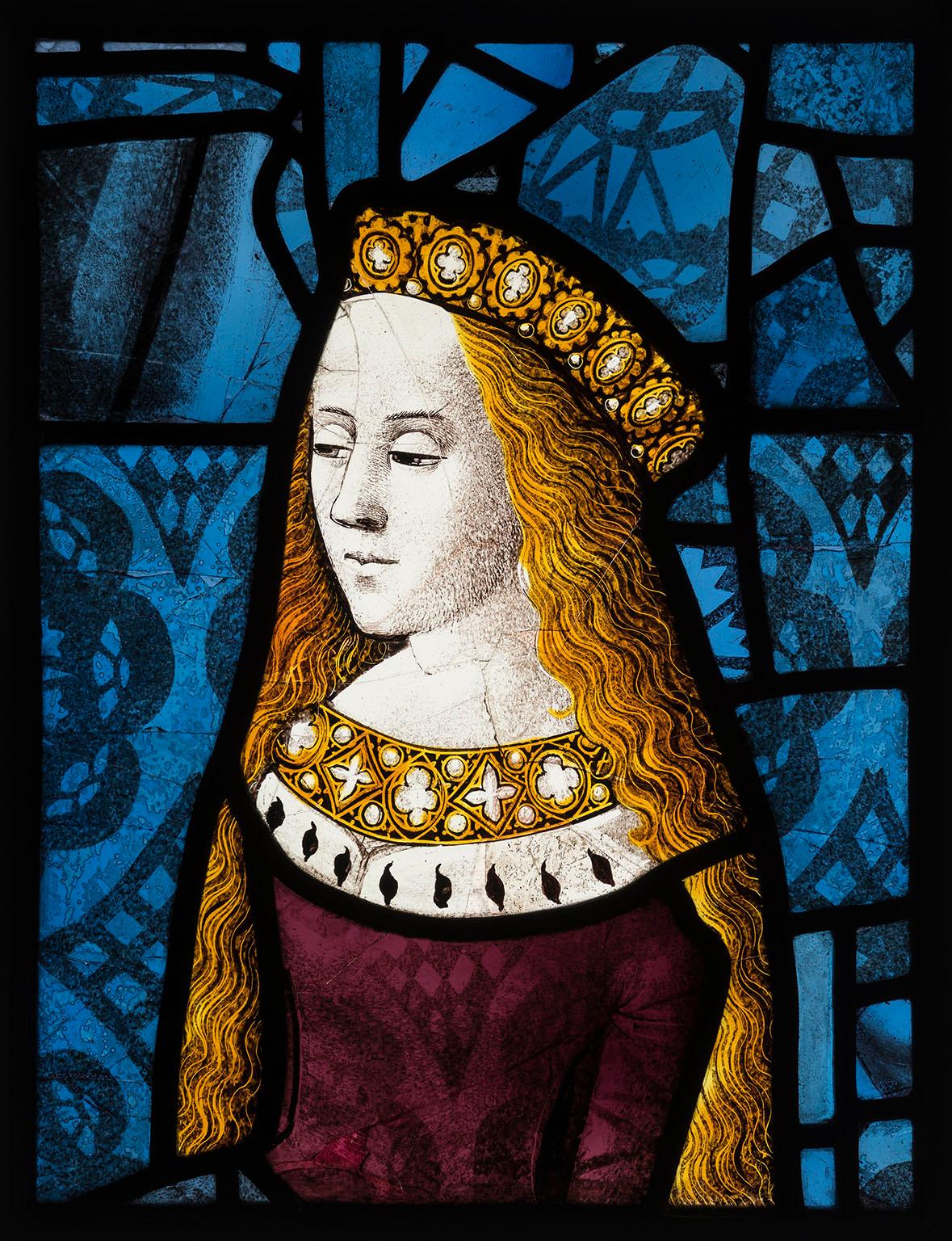 John Prudde, stained-glass window featuring Princess Cecily, 15th century