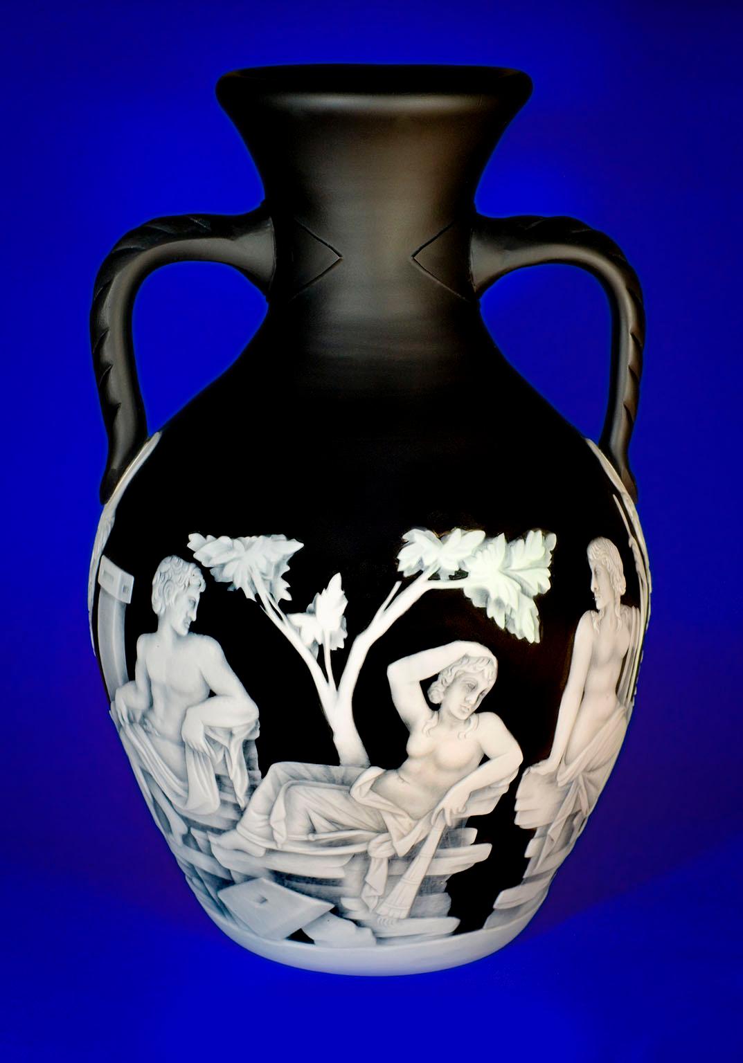 Recreation of the Portland Vase, 2012, featuring carving by Terri Colledge