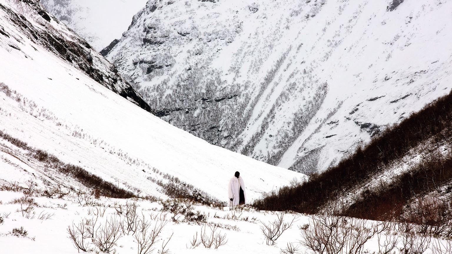 Production photo from on-location filming in Norway for Prelude, 2020