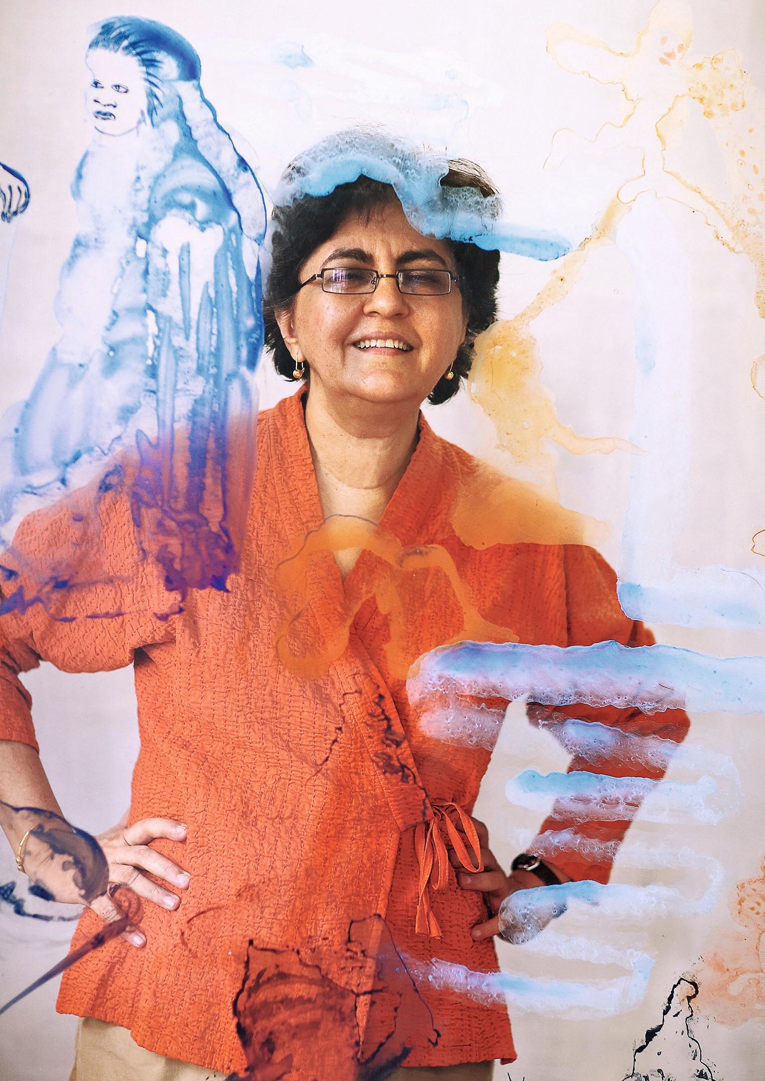 Nalini Malani in her Bombay (Mumbai) studio