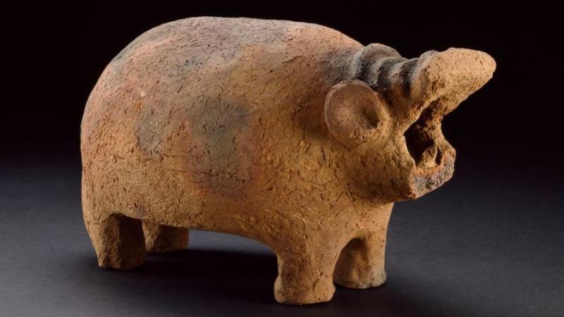 Hippopotamus: coarse red pottery, c3500-3000 BC