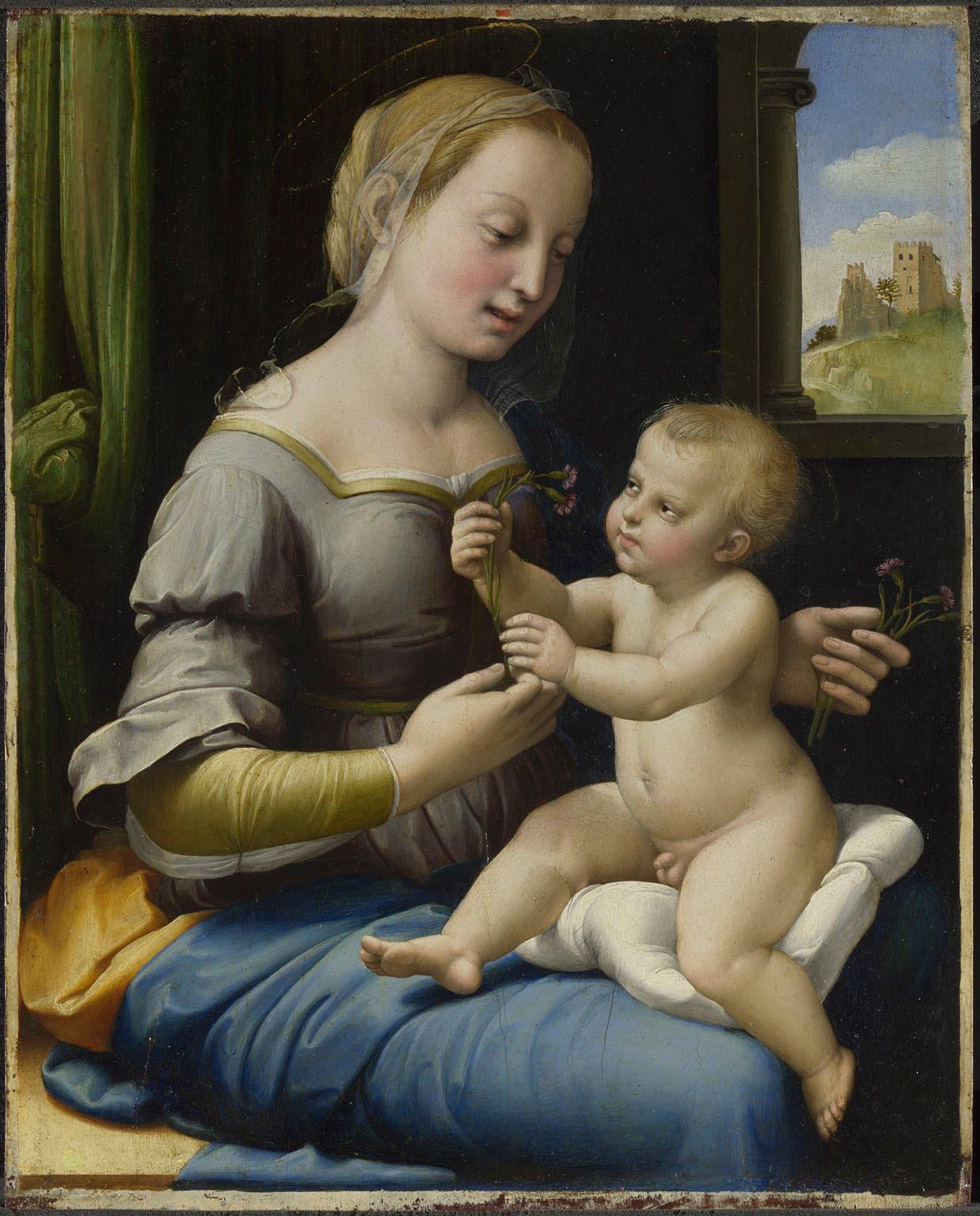 Raphael, The Virgin and Child ('The Madona of the Pinks'), c1506-07, acquired for the National Gallery, London, with Art Fund support